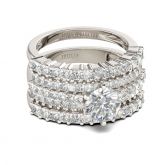 Thick Round Cut Sterling Silver Ring Set