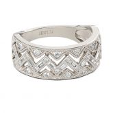 Milgrain Art Deco Round Cut Sterling Silver Women's Band