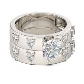 Wide Round Cut Sterling Silver Ring Set