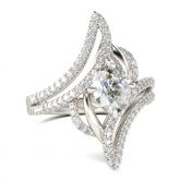 Bypass Oval Cut Sterling Silver Ring
