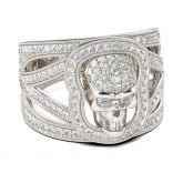 Round Cut Sterling Silver Skull Ring