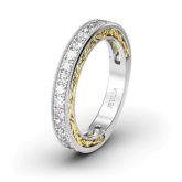 Two Tone Scrollwork Sterling Silver Women's Band