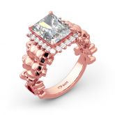 Halo Radiant Cut Heart Sterling Silver Skull Ring