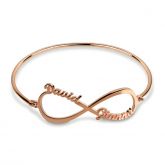 Rose Gold Tone Infinity Bangle Sterling Silver