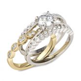 Milgrain Round Cut Interchangeable Sterling Silver Ring Set