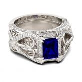 Jeulia Vintage Radiant Cut Sterling Silver Ring Set