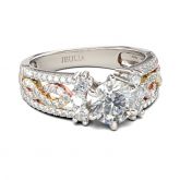 Tri-Tone Infinity Round Cut Sterling Silver Ring
