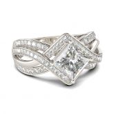Interwoven Princess Cut Sterling Silver Ring