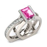 Cathedral Baguette Cut Sterling Silver Ring Set