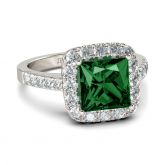 Halo Princess Cut Sterling Silver Ring