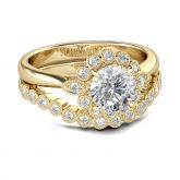 Halo Round Cut Sterling Silver Ring Set