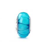 Light Blue Striped Glass Charm