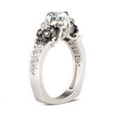 Europe Shank Round Cut Sterling Silver Skull Ring