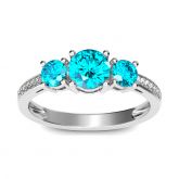 Jeulia Three Stone Round Cut Sterling Silver Ring