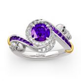 Halo Round Cut Bypass Sterling Silver Skull Ring