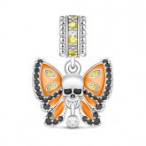 Butterfly With Skull Charm Sterling Silver
