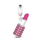 Pink Lipstick Charm Sterling Silver