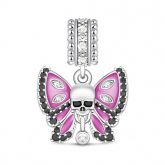 Butterfly Skull Charm Sterling Silver