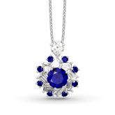 Jeulia Halo Round Cut Sterling Silver Necklace