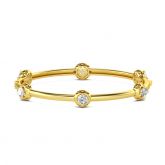 Jeulia Sparkling Yellow Gold Tone Sterling Silver Station Bangle