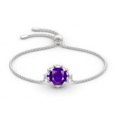 Jeulia Amethyst Flower Round Cut Sterling Silver Bracelet