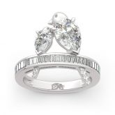 Two Bird Pear Cut Sterling Silver Ring