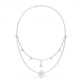 Jeulia Layered Dandelion Sterling Silver Necklace