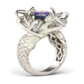 Jeulia Delicate Cushion Cut Sterling Silver Mermaid Ring