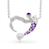 Jeulia "Ocean's Light" Sterling Silver Mermaid Gift Necklace for Valentine's Day
