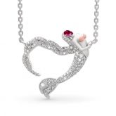 Jeulia "Ocean's Light" Sterling Silver Mermaid Gift Necklace for Valentine's Day