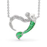 Jeulia "Ocean's Light" Sterling Silver Mermaid Gift Necklace for Valentine's Day