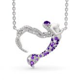 Jeulia "Ocean's Light" Sterling Silver Mermaid Gift Necklace for Valentine's Day