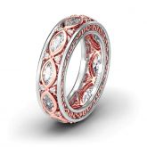 Jeulia Scrollwork Two Tone Sterling Silver Women's Band