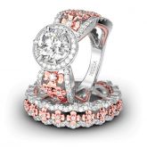 Jeulia Floral Halo Round Cut Sterling Silver Ring Set