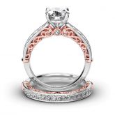 Jeulia Scrollwork Round Cut Sterling Silver Ring Set