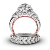 Jeulia Two Tone Halo Round Cut Sterling Silver Ring Set