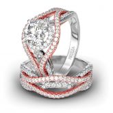 Jeulia Two Tone Interwoven Round Cut Sterling Silver Ring Set