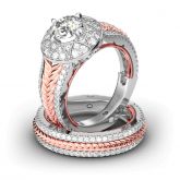 Jeulia Braided Halo Round Cut Sterling Silver Ring Set