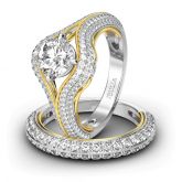 Jeulia Two Tone Split Shank Round Cut Sterling Silver Ring Set