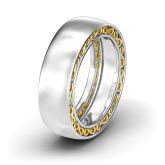 Jeulia Two Tone Polished Sterling Silver Women's Band