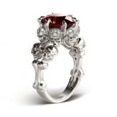Jeulia Vintage Round Cut Sterling Silver Skull Ring
