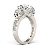 Jeulia Two Skull Design Round Cut Sterling Silver Skull Ring