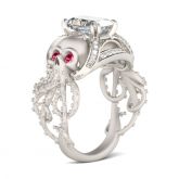 Jeulia Octopus Radiant Cut Sterling Silver Skull Ring