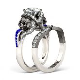 Jeulia Two Tone Round Cut Sterling Silver Skull Ring