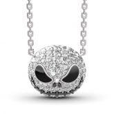 Jeulia "Pumpkin King" "Jack Skull" Sterling Silver Skull Necklace