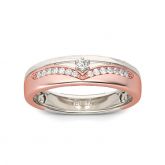 Jeulia Two Tone Round Cut Sterling Silver Women's Band