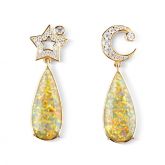 Jeulia Dream Moon and Star Drop Earrings