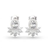 Jeulia Halo Oval Cut Sterling Silver Stud Earrings