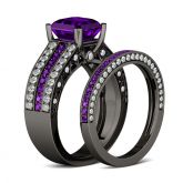 Jeulia Vintage Asscher Cut Sterling Silver Ring Set