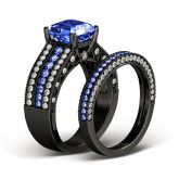 Vintage Asscher Cut Sterling Silver Ring Set